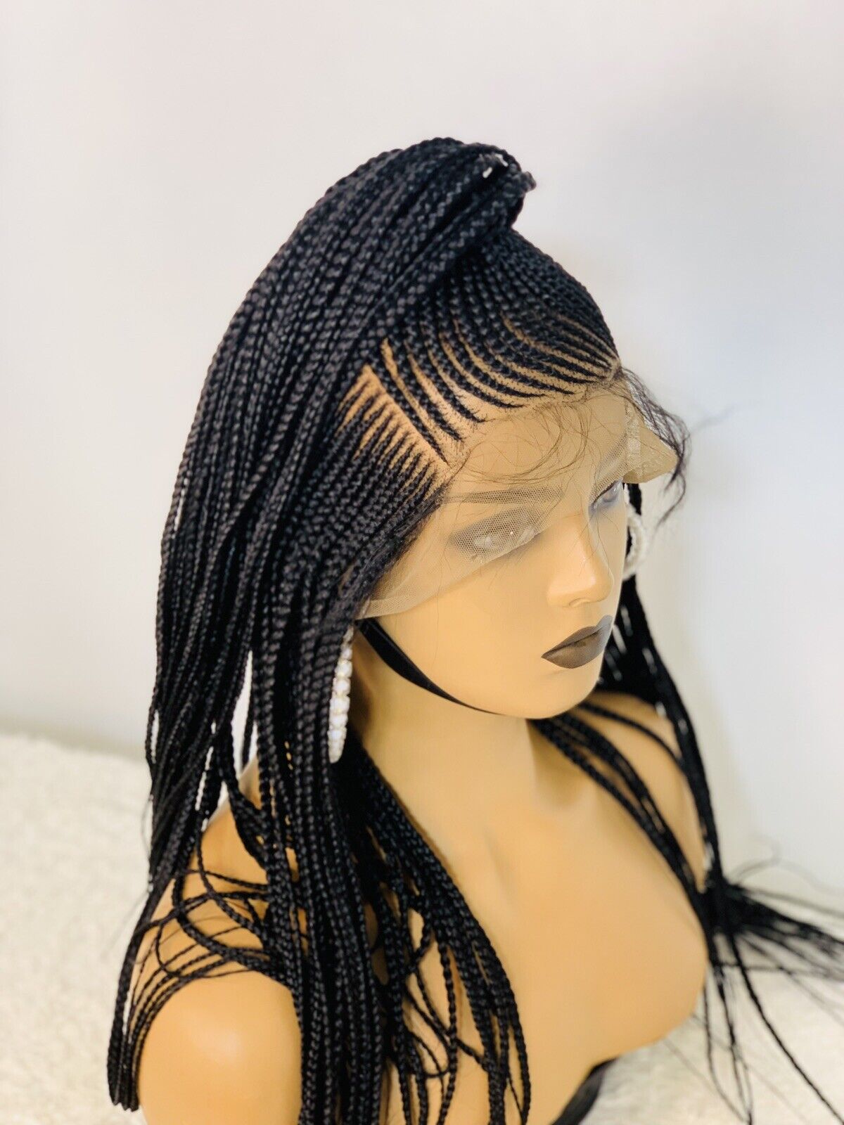 Updo Braided Wig For Black Women, Braided, Box Braids, Human Hair, Synthetic