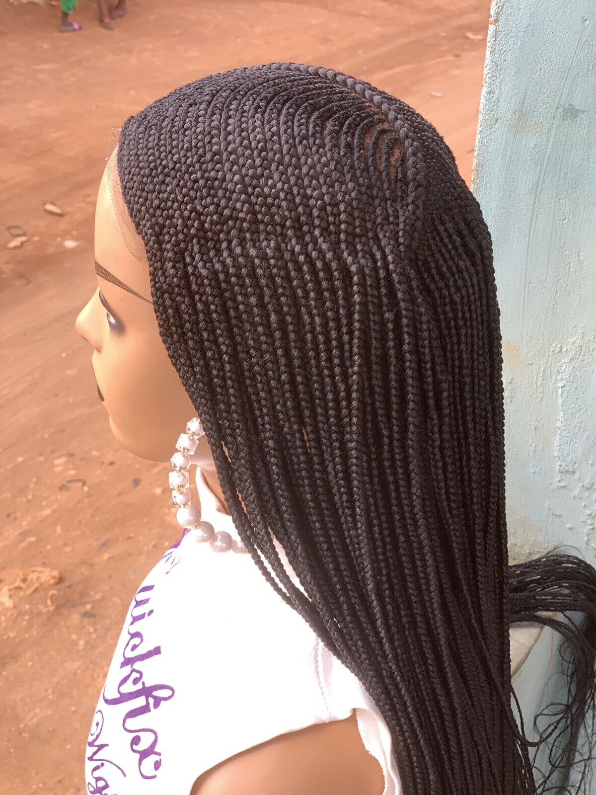 Braided wig, goddess Braid wig, 6*6 black wig box braids, Cornrow Braids