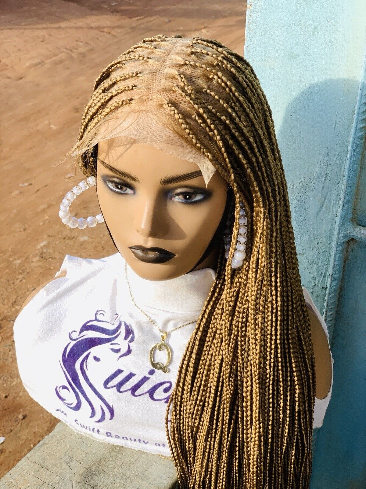 Blonde Knotless Braids wig on Lace Closure