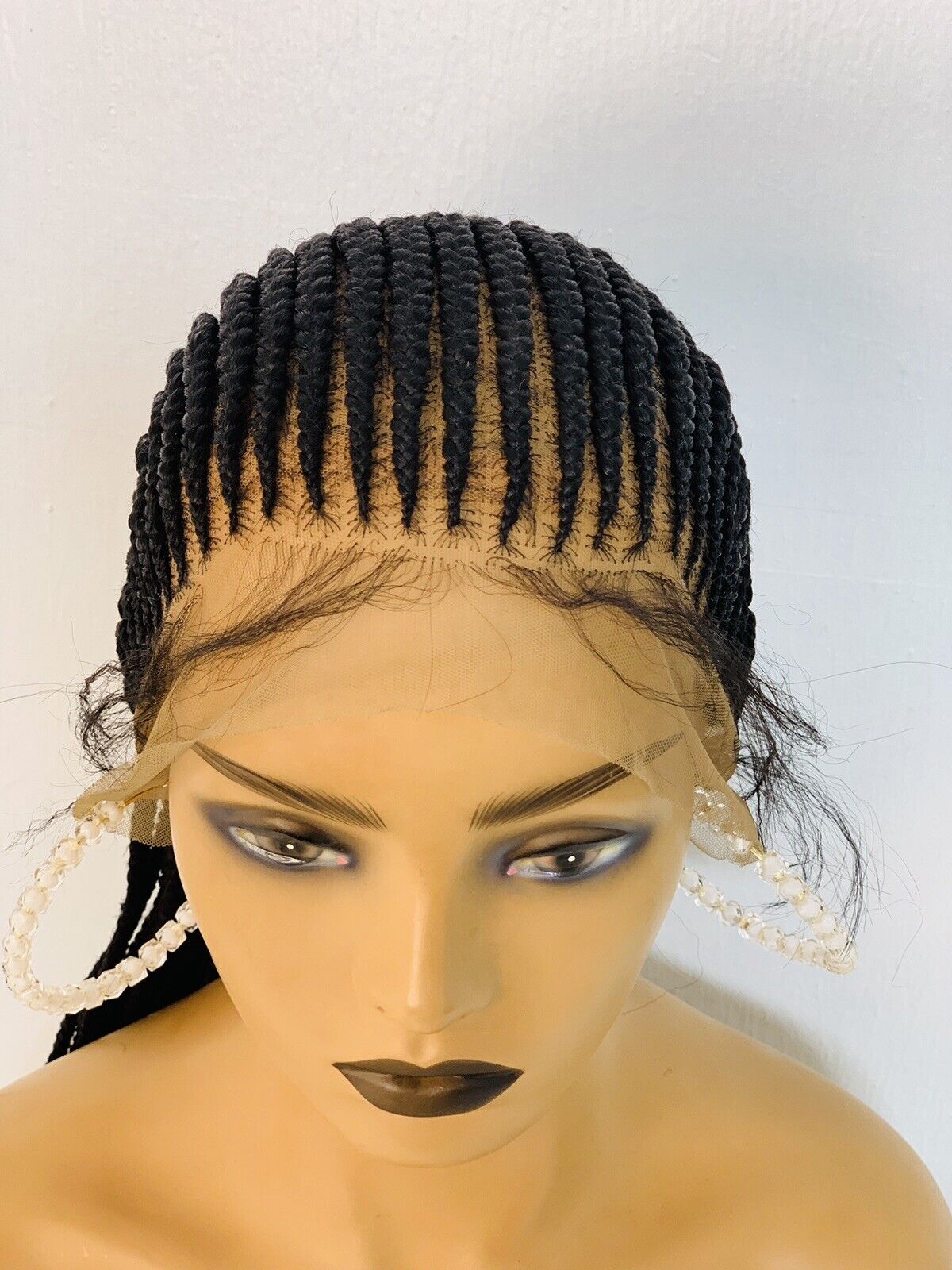 Cornrows Braided Wig For Black Women, Braided, Box Braids, Human Hair, Synthetic