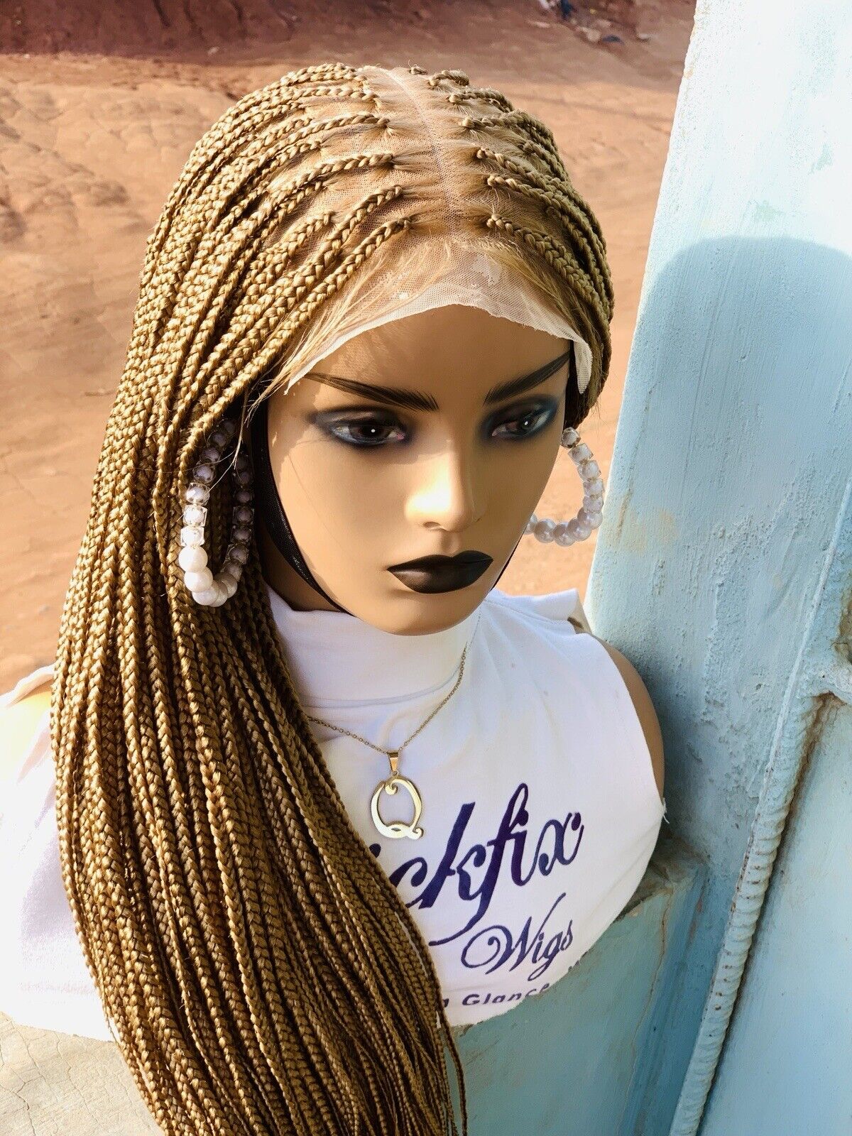Blonde Knotless Braids wig on Lace Closure
