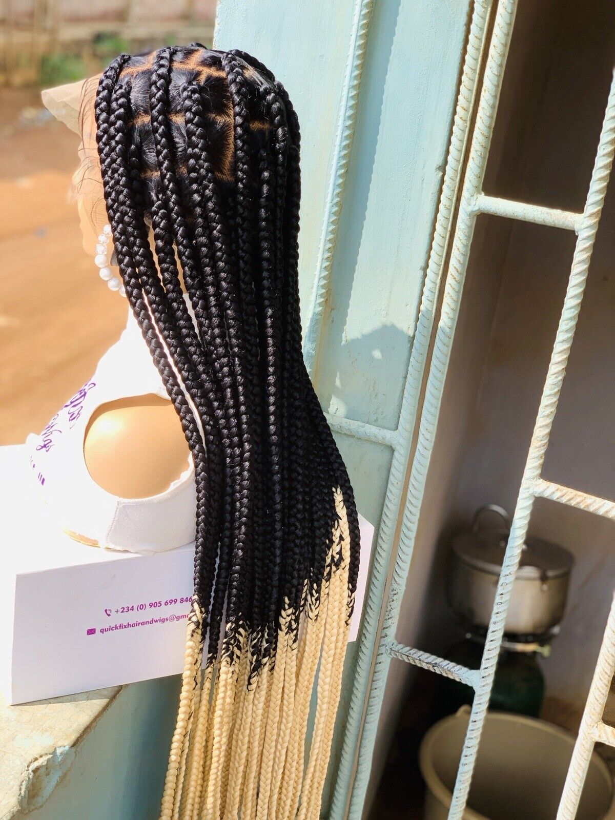 Large Knotless Braids On Full Lace Wig, Braided Wig, Box Braids, Synthetic Hair,