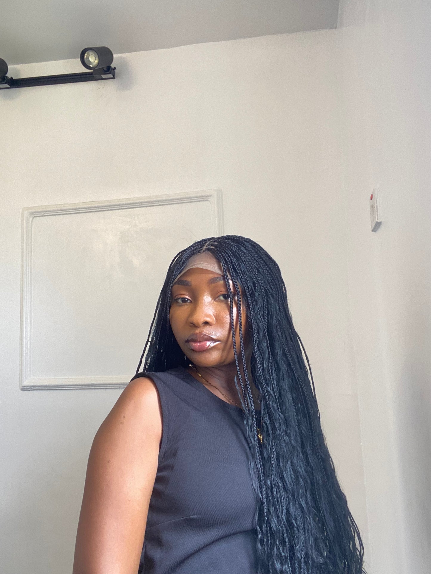 Boho Braids On Full Lace Wig Black color