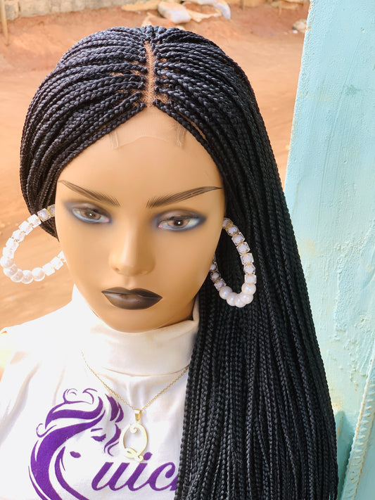 Small knotless Braided Wig, Box Braids, Synthetic Hair,