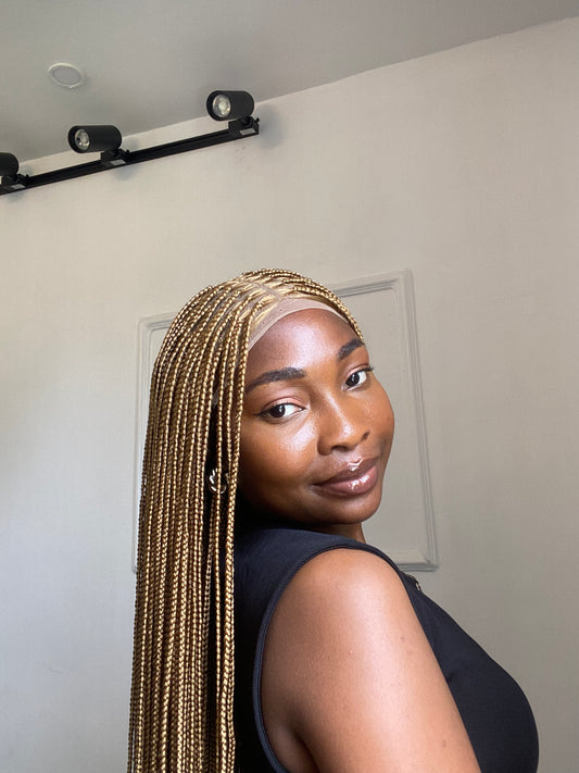 Blonde Knotless Braids wig on Lace Closure