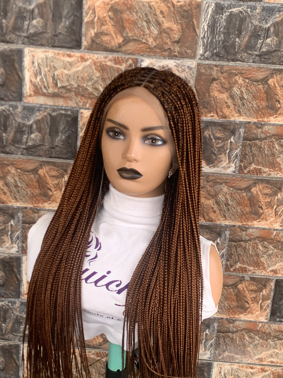 Small Knotless Braids — Full Lace Wig, 28 Inches | Auburn