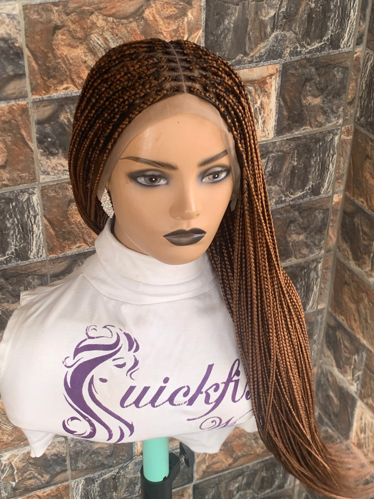 Small Knotless Braids — Full Lace Wig, 28 Inches | Auburn