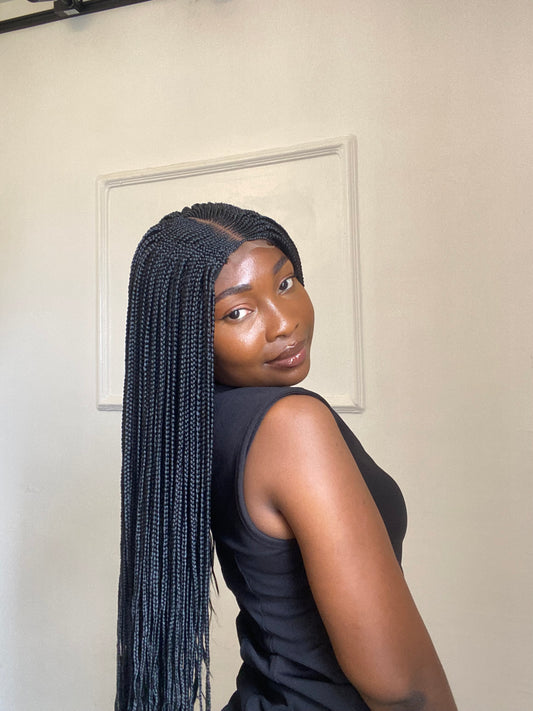 Middle part on lace closure Wig black color