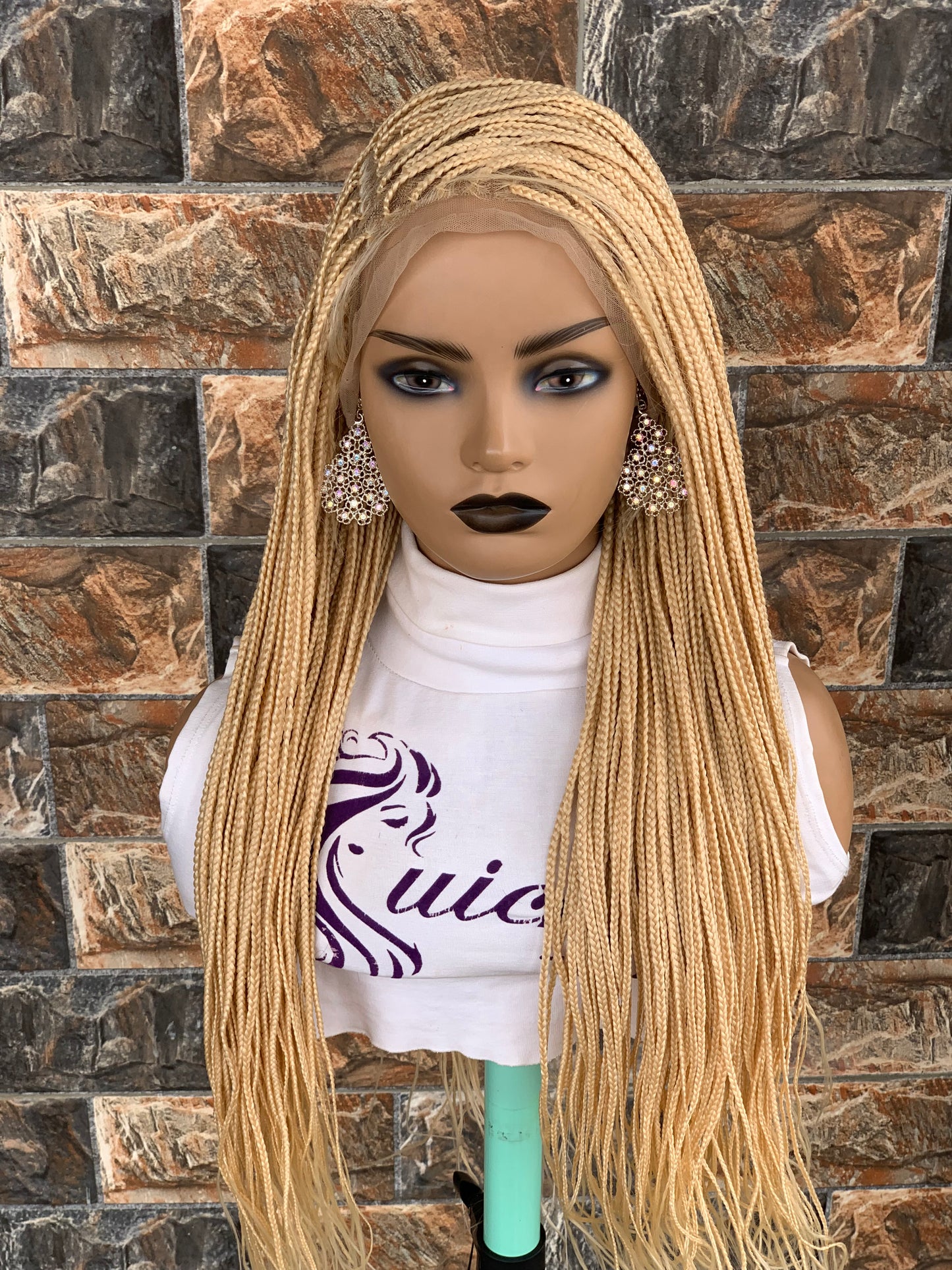 Small Knotless Braids — Full Lace Wig, 28 Inches | 613 Blonde