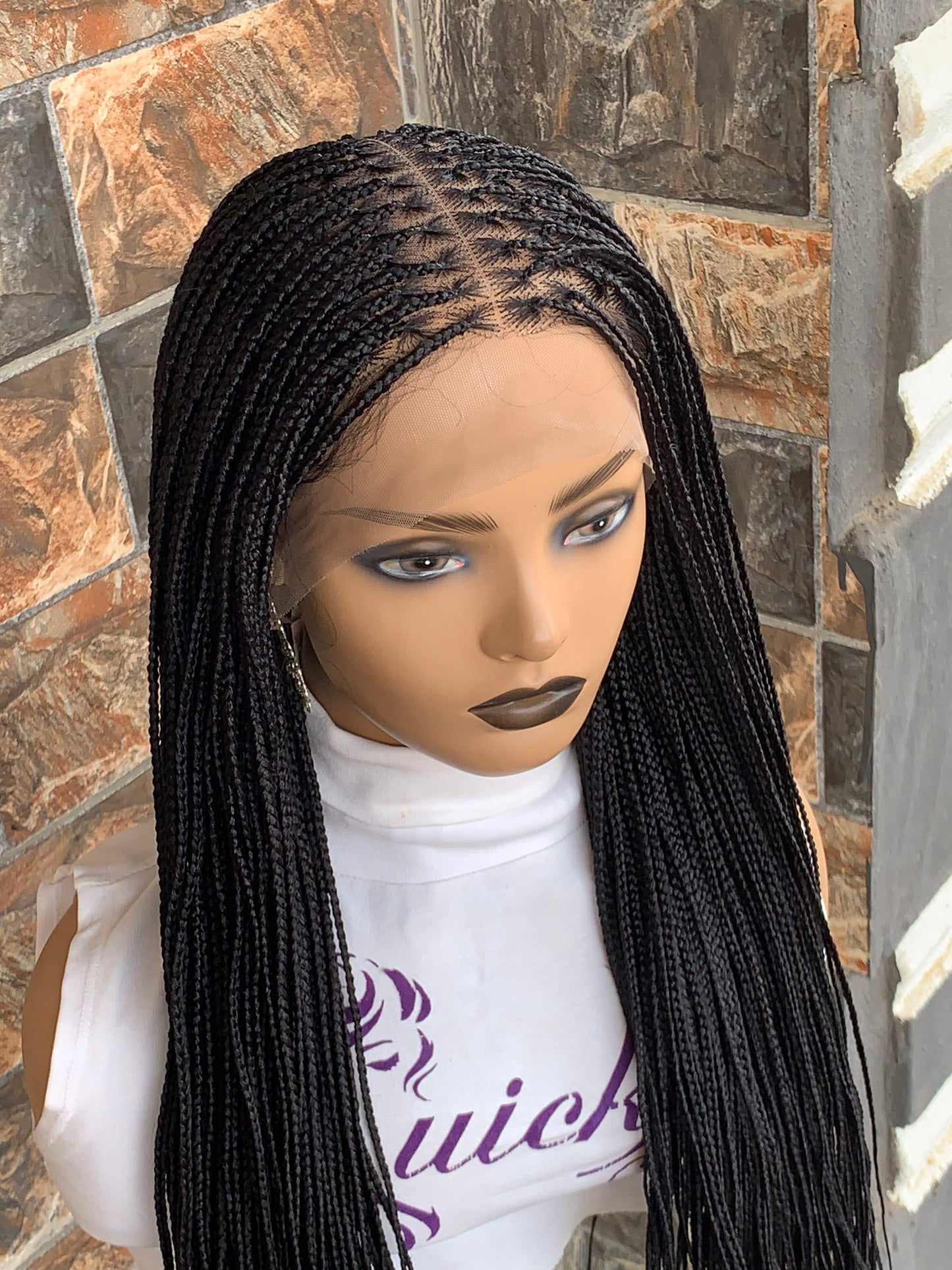 Small Knotless Braids — Full Lace Wig, 28 Inches | Black