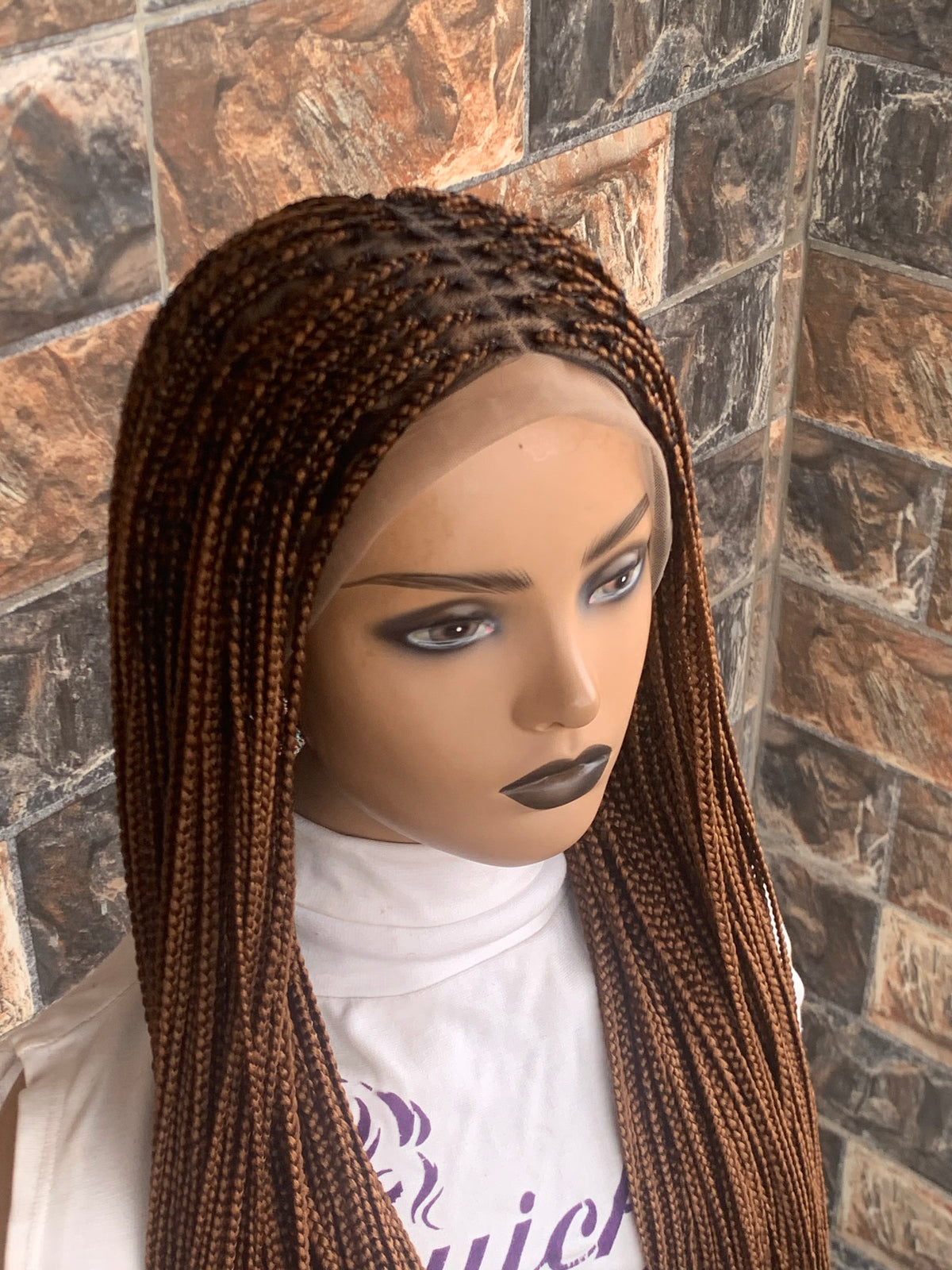Small Knotless Braids — Full Lace Wig, 28 Inches | Auburn
