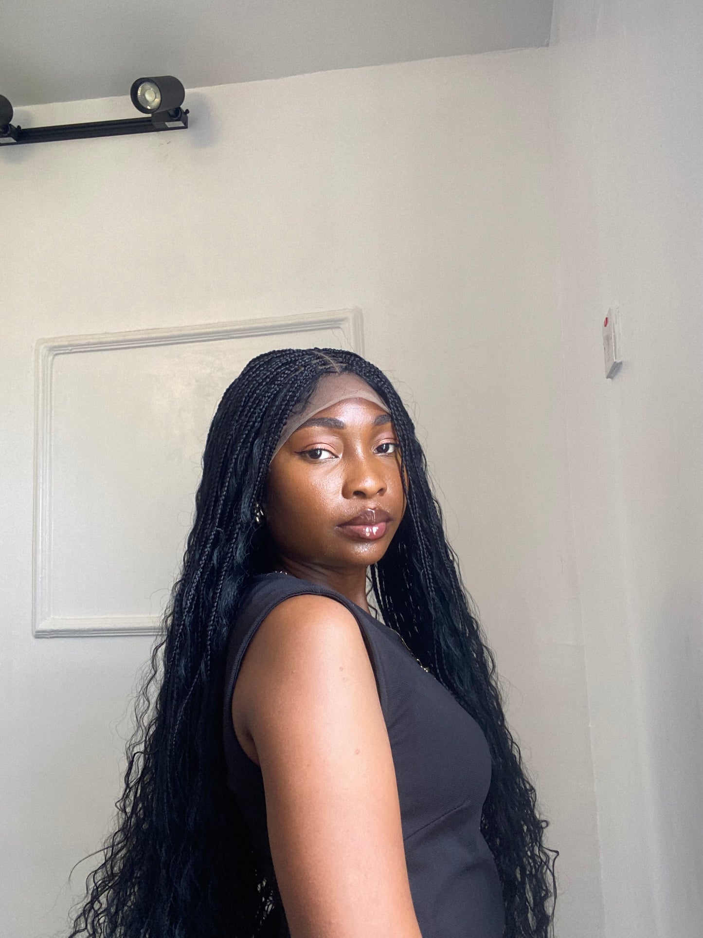 Boho Braids On Full Lace Wig Black color