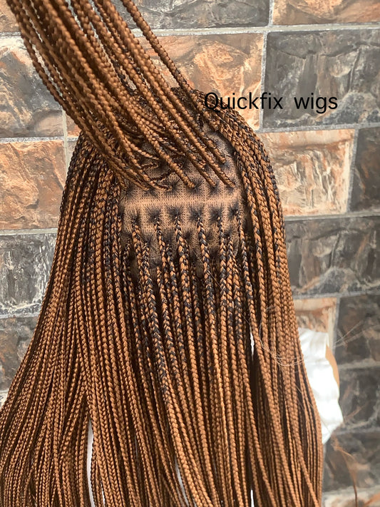 Small Knotless Braids — Full Lace Wig, 28 Inches | Auburn
