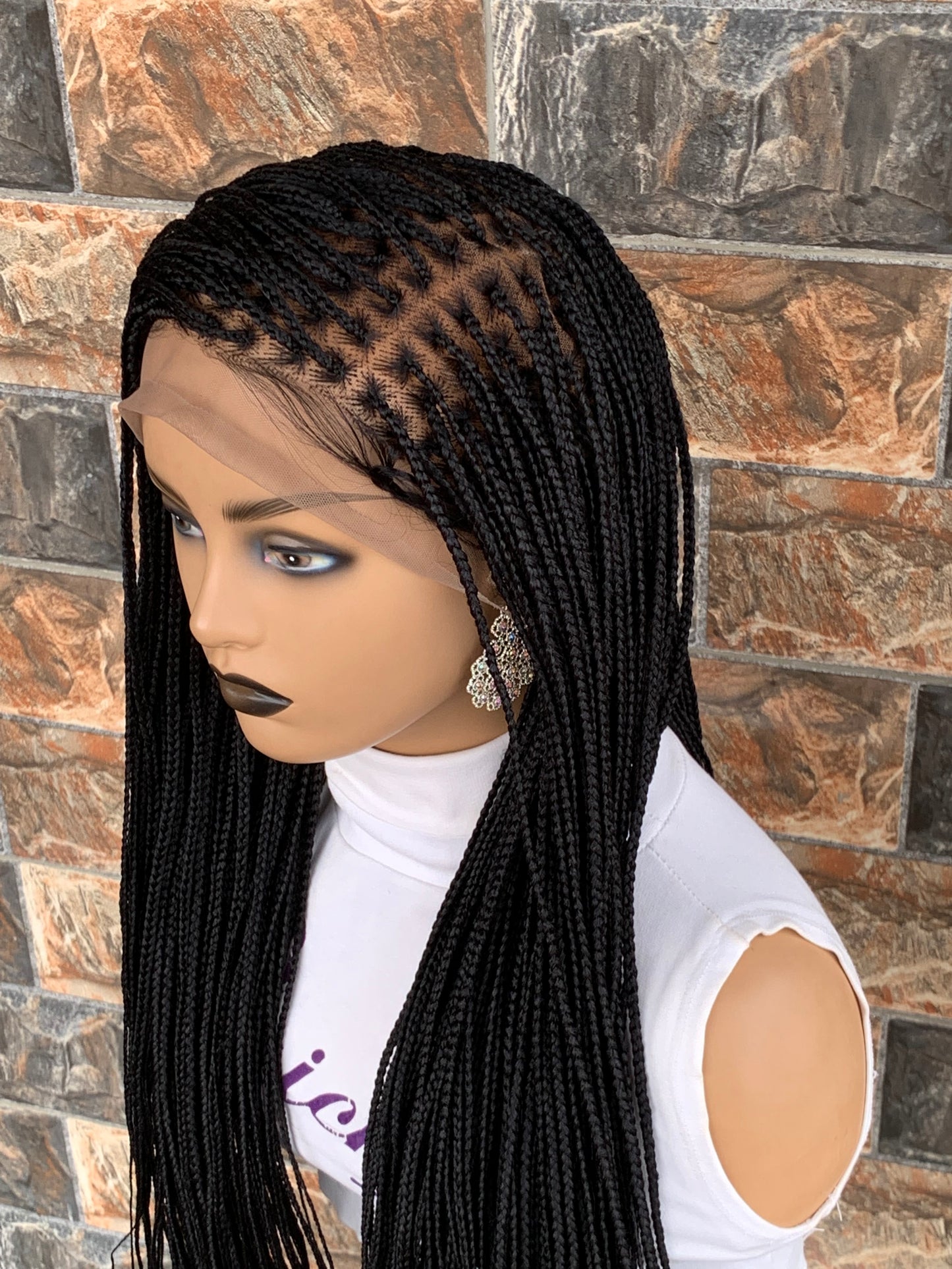 Small Knotless Braids — Full Lace Wig, 28 Inches | Black