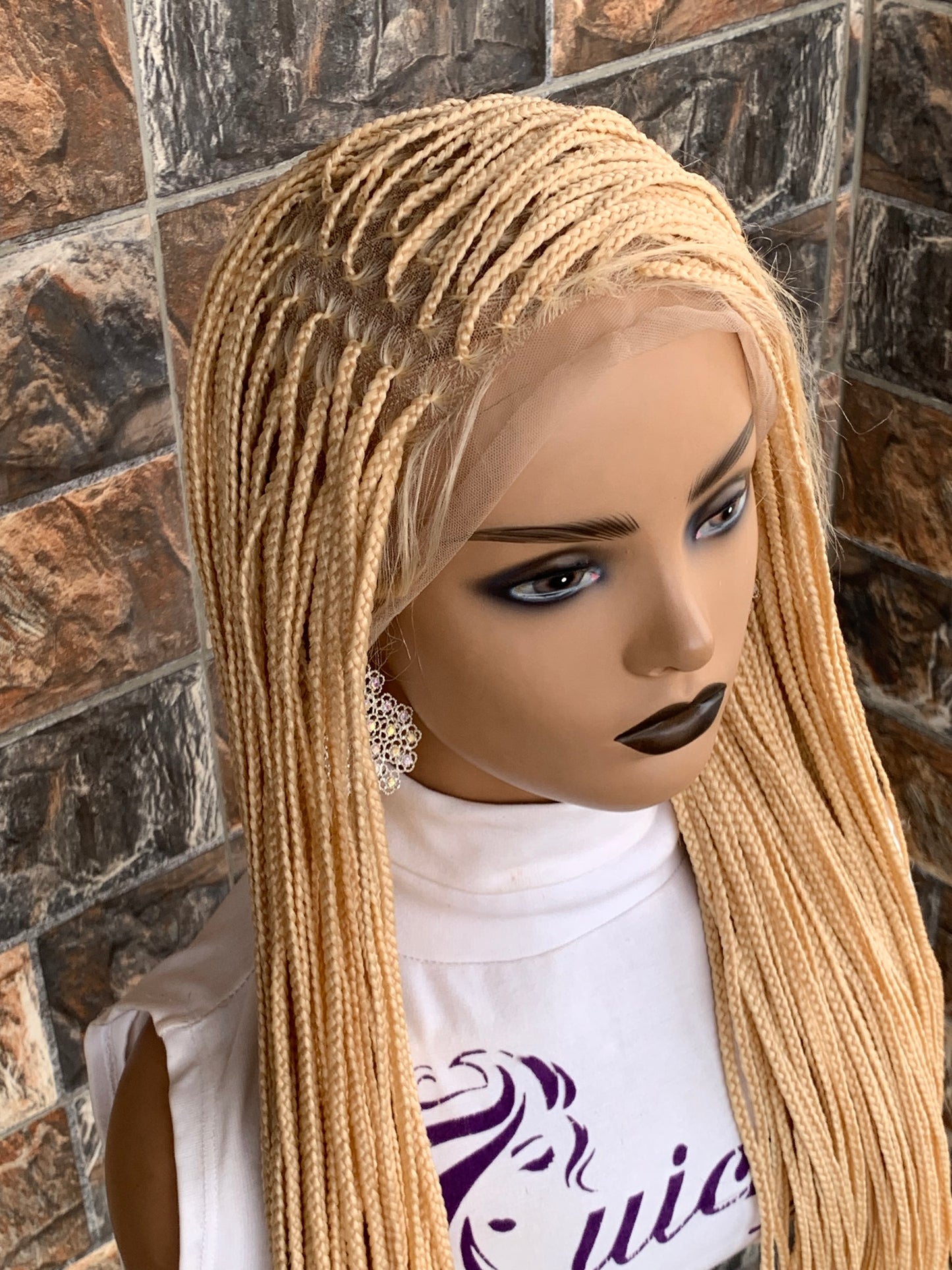 Small Knotless Braids — Full Lace Wig, 28 Inches | 613 Blonde