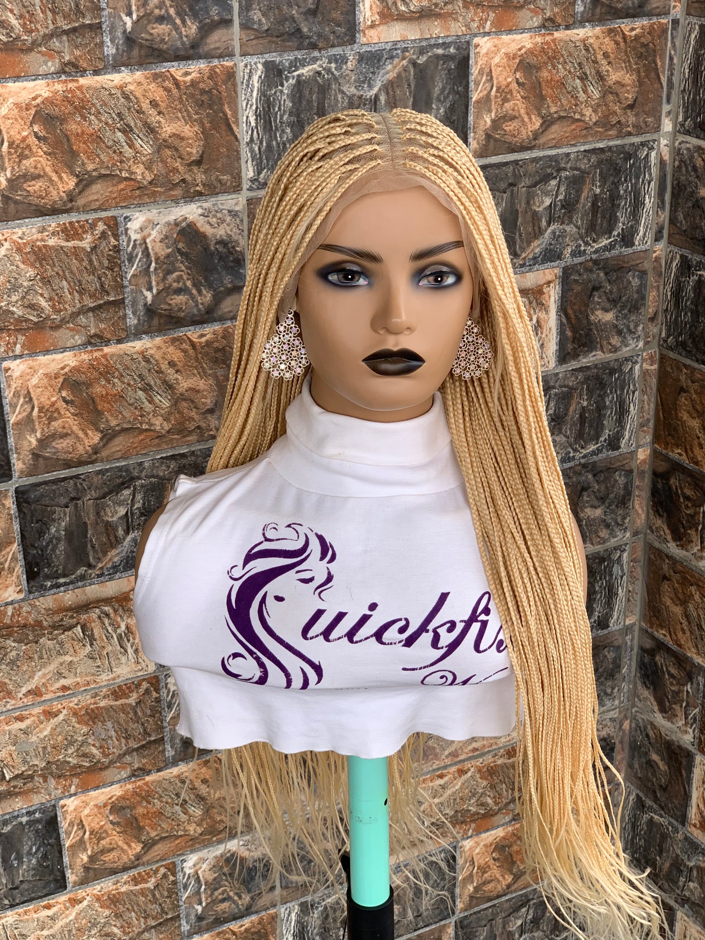 Small Knotless Braids — Full Lace Wig, 28 Inches | 613 Blonde