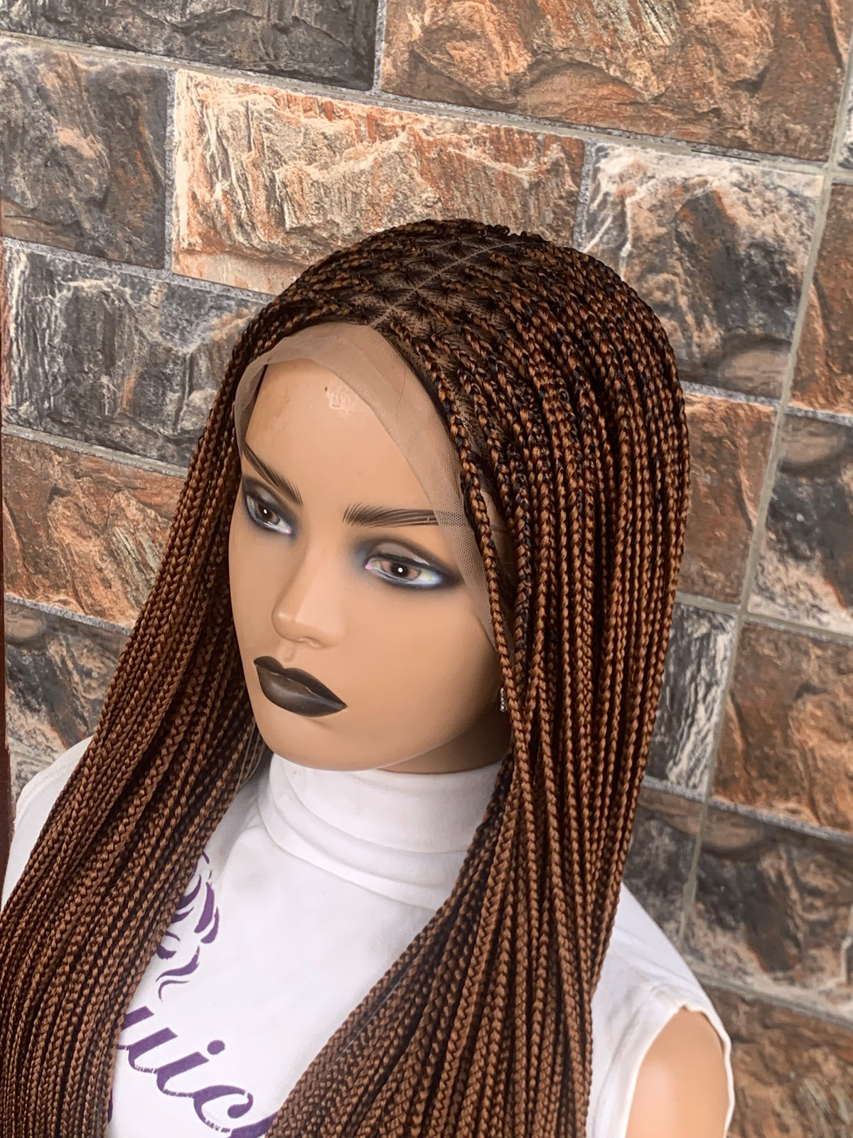 Small Knotless Braids — Full Lace Wig, 28 Inches | Auburn