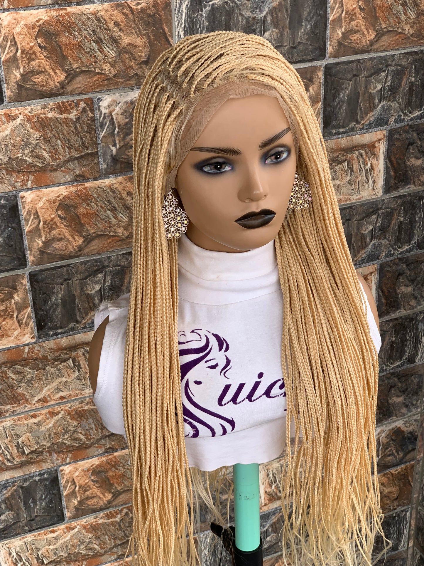 Small Knotless Braids — Full Lace Wig, 28 Inches | 613 Blonde
