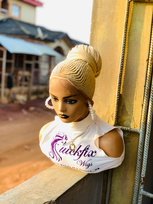 Updo Braided wig,Knotless Box Braids,Frontal braid wig,Braid wig,Stitch Braids