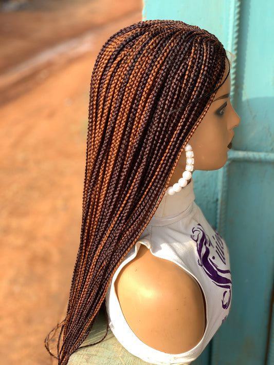 Middle part style On 2*4 lace closure Wig, Braided Wig, Box Braids Synthetic Hair,