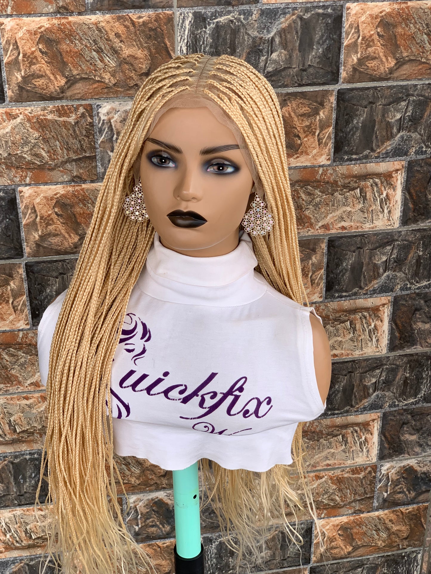Small Knotless Braids — Full Lace Wig, 28 Inches | 613 Blonde