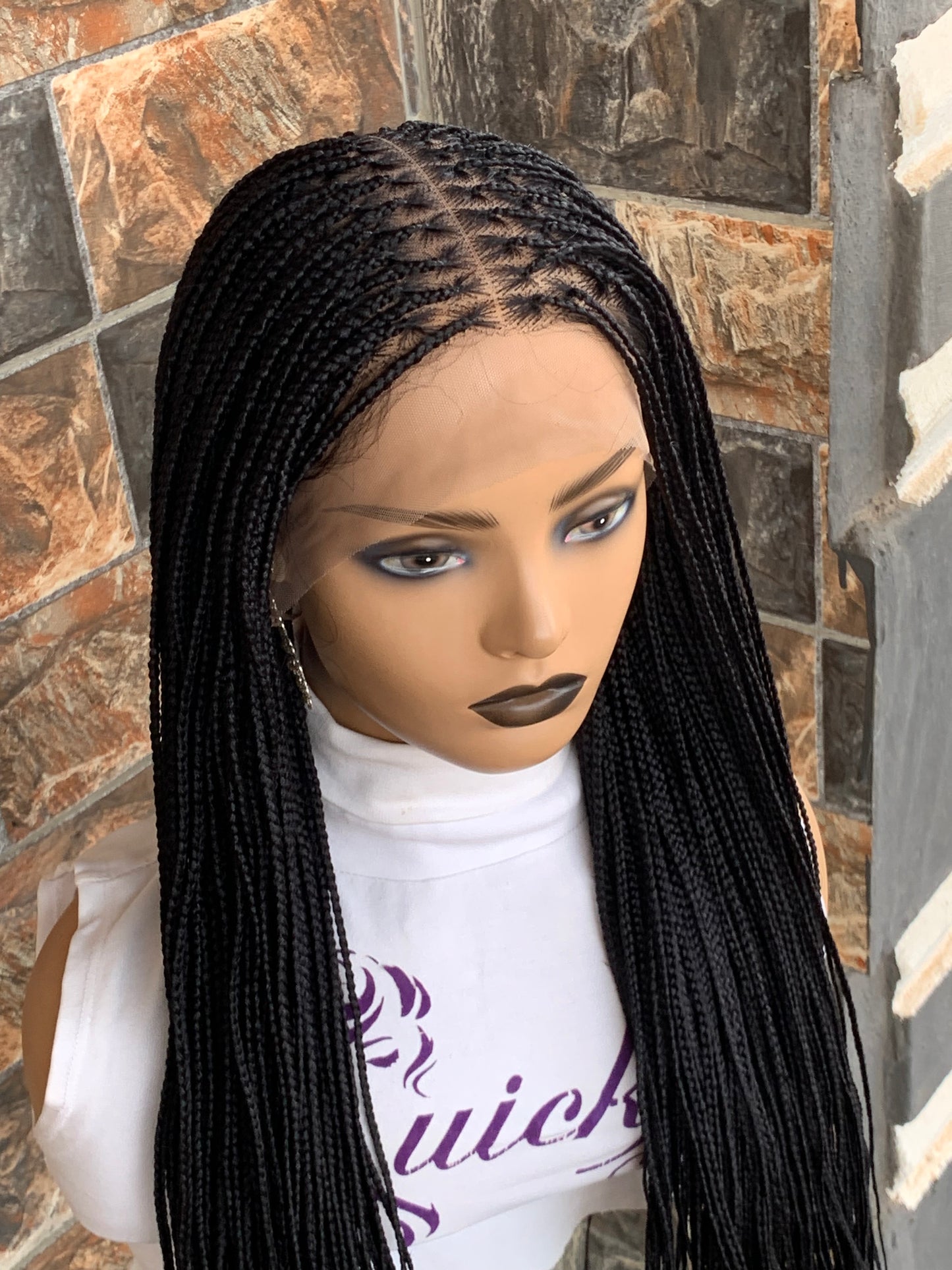 Small Knotless Braids — Full Lace Wig, 28 Inches | Black