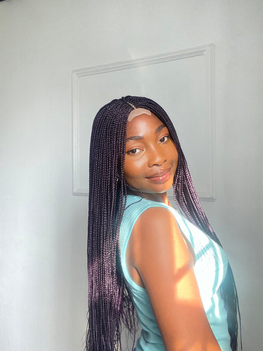 Micro Braids on Lace Closure deep purple color