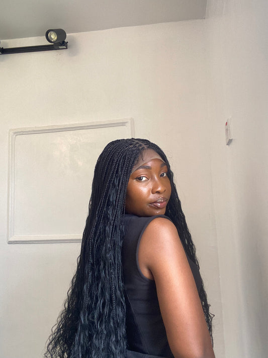 Boho Braids On Full Lace Wig Black color