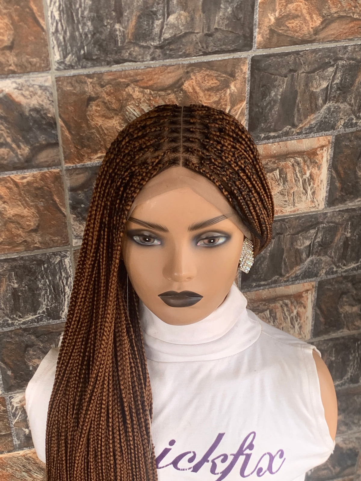 Small Knotless Braids — Full Lace Wig, 28 Inches | Auburn