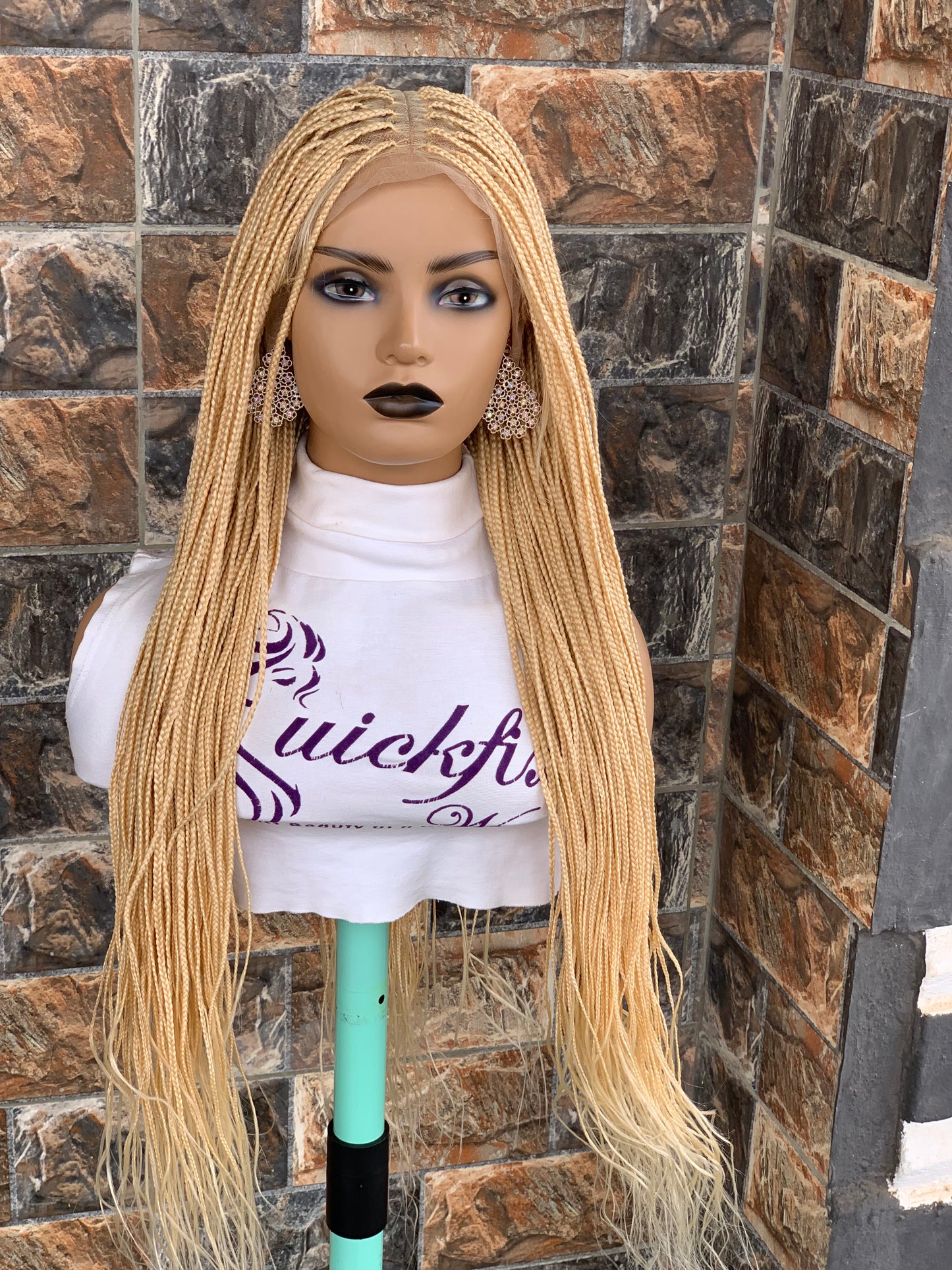 Small Knotless Braids — Full Lace Wig, 28 Inches | 613 Blonde