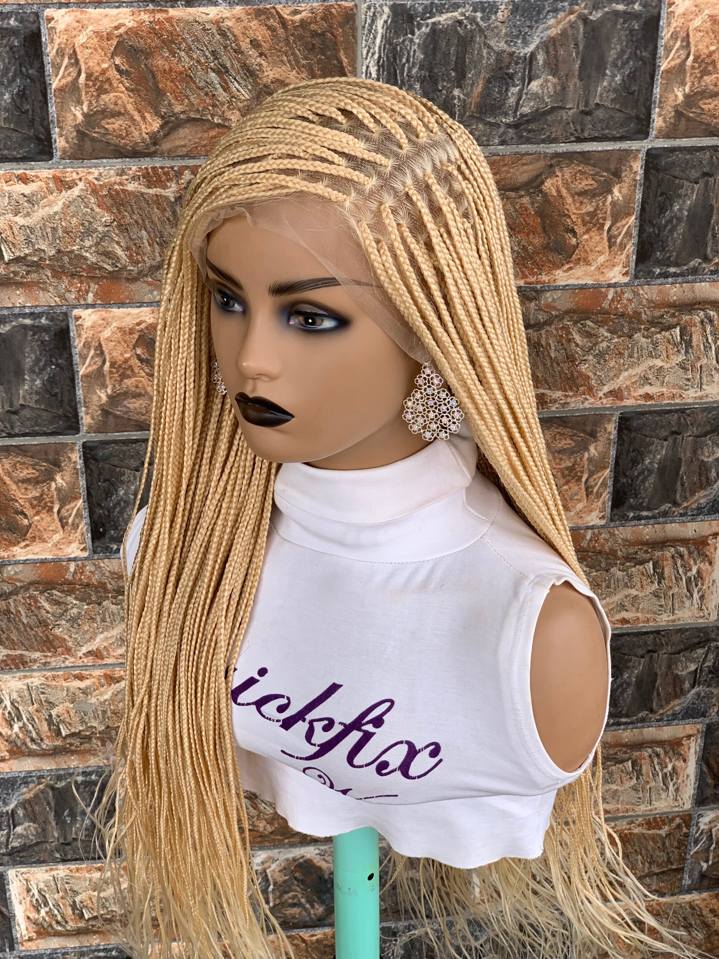 Small Knotless Braids — Full Lace Wig, 28 Inches | 613 Blonde