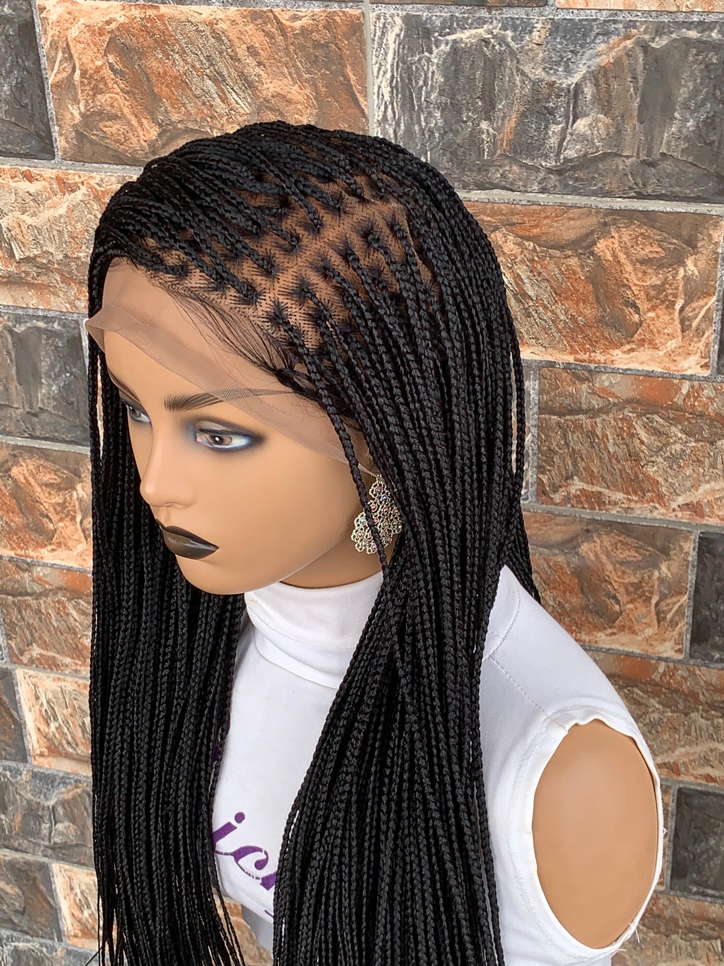 Small Knotless Braids — Full Lace Wig, 28 Inches | Black