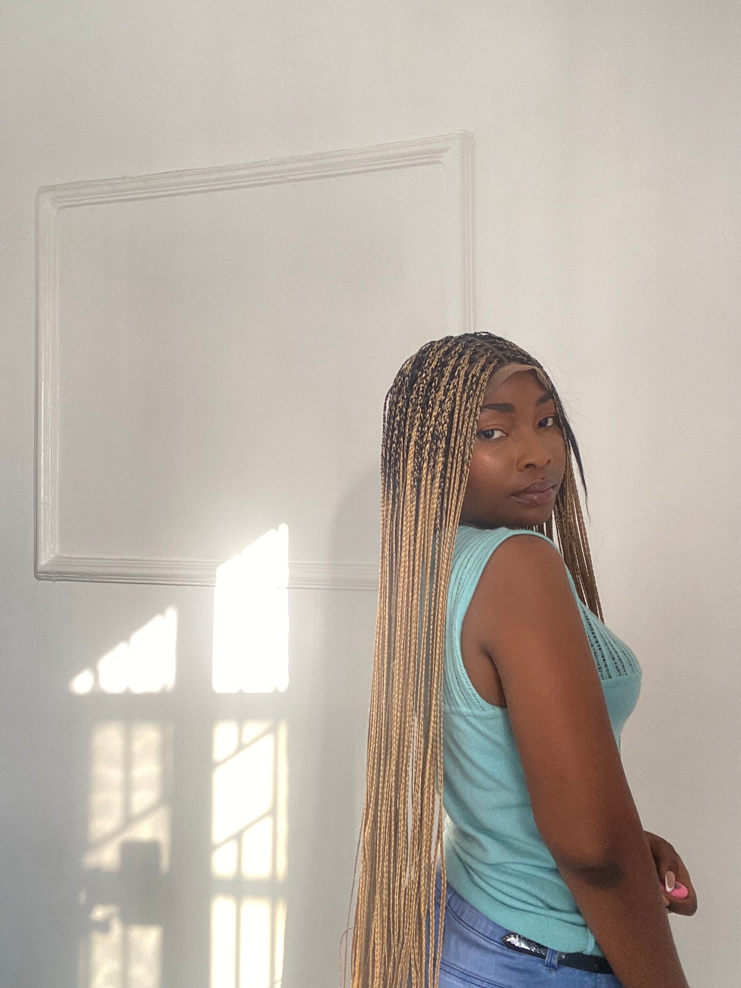 Bone Straight Braids On Full Lace Wig