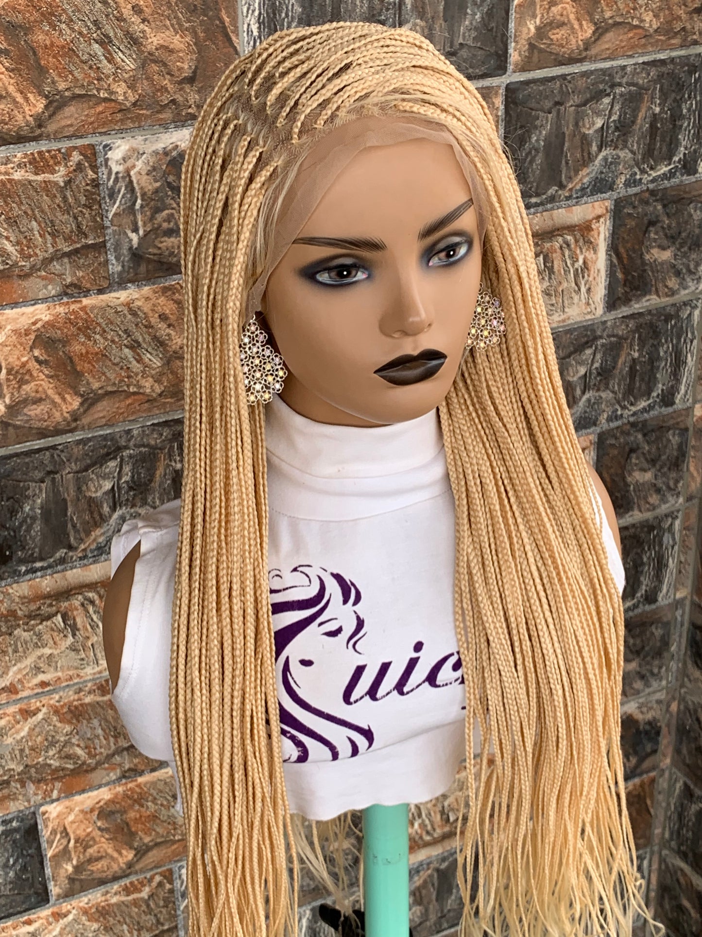 Small Knotless Braids — Full Lace Wig, 28 Inches | 613 Blonde
