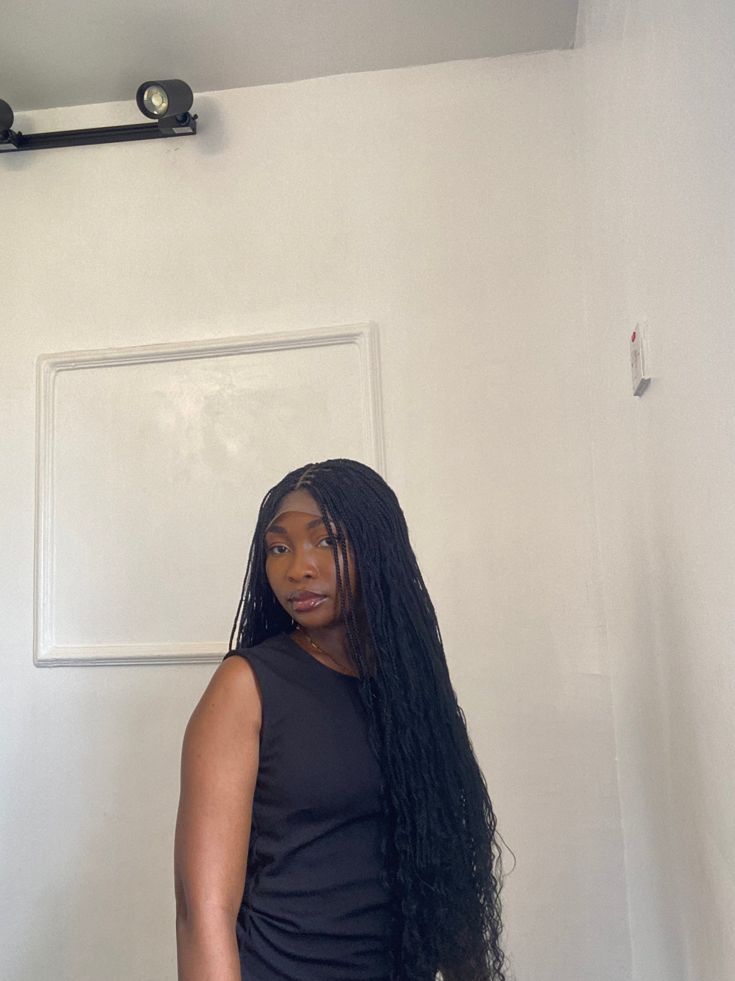 Boho Braids On Full Lace Wig Black color