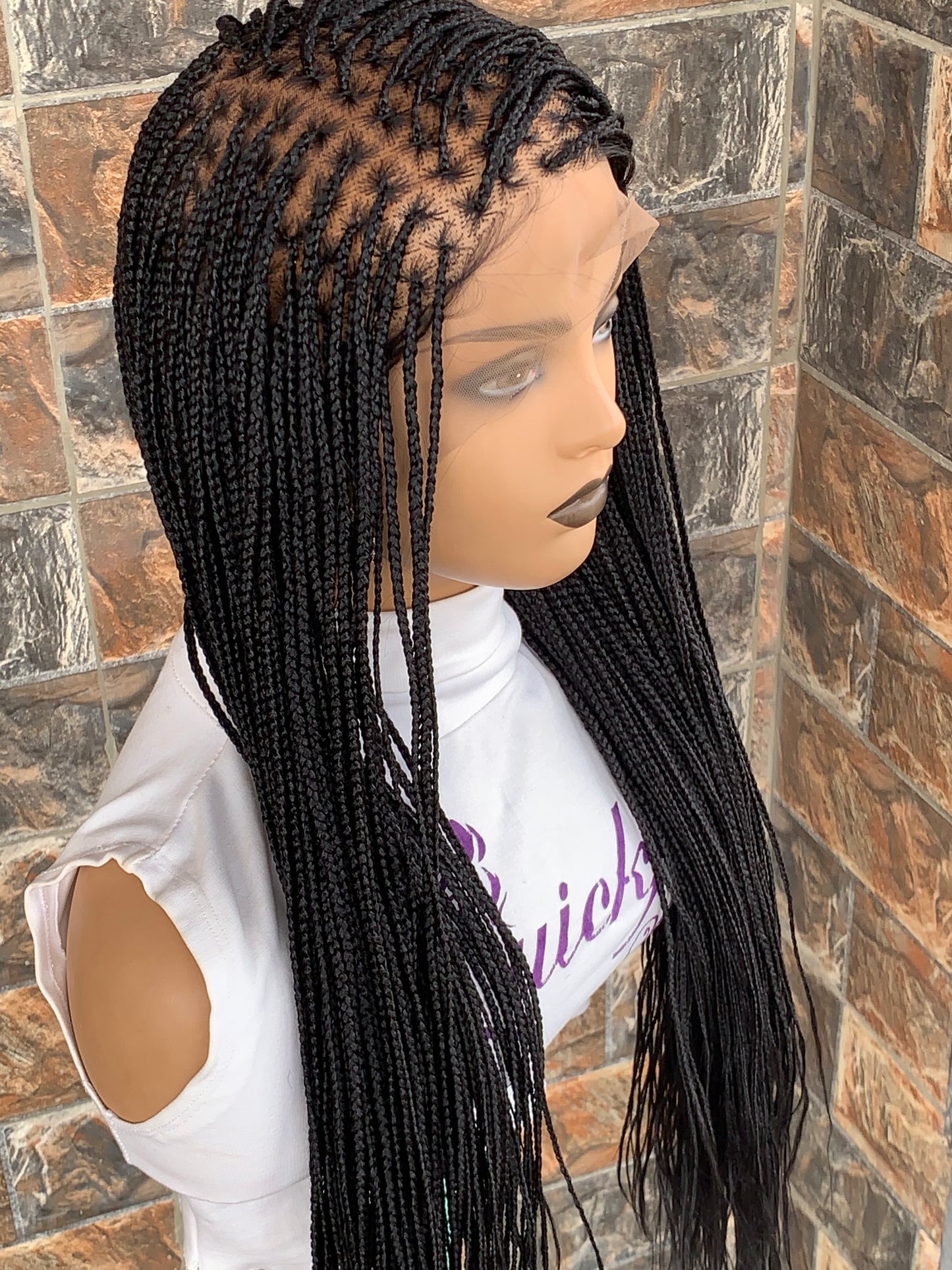 Small Knotless Braids — Full Lace Wig, 28 Inches | Black