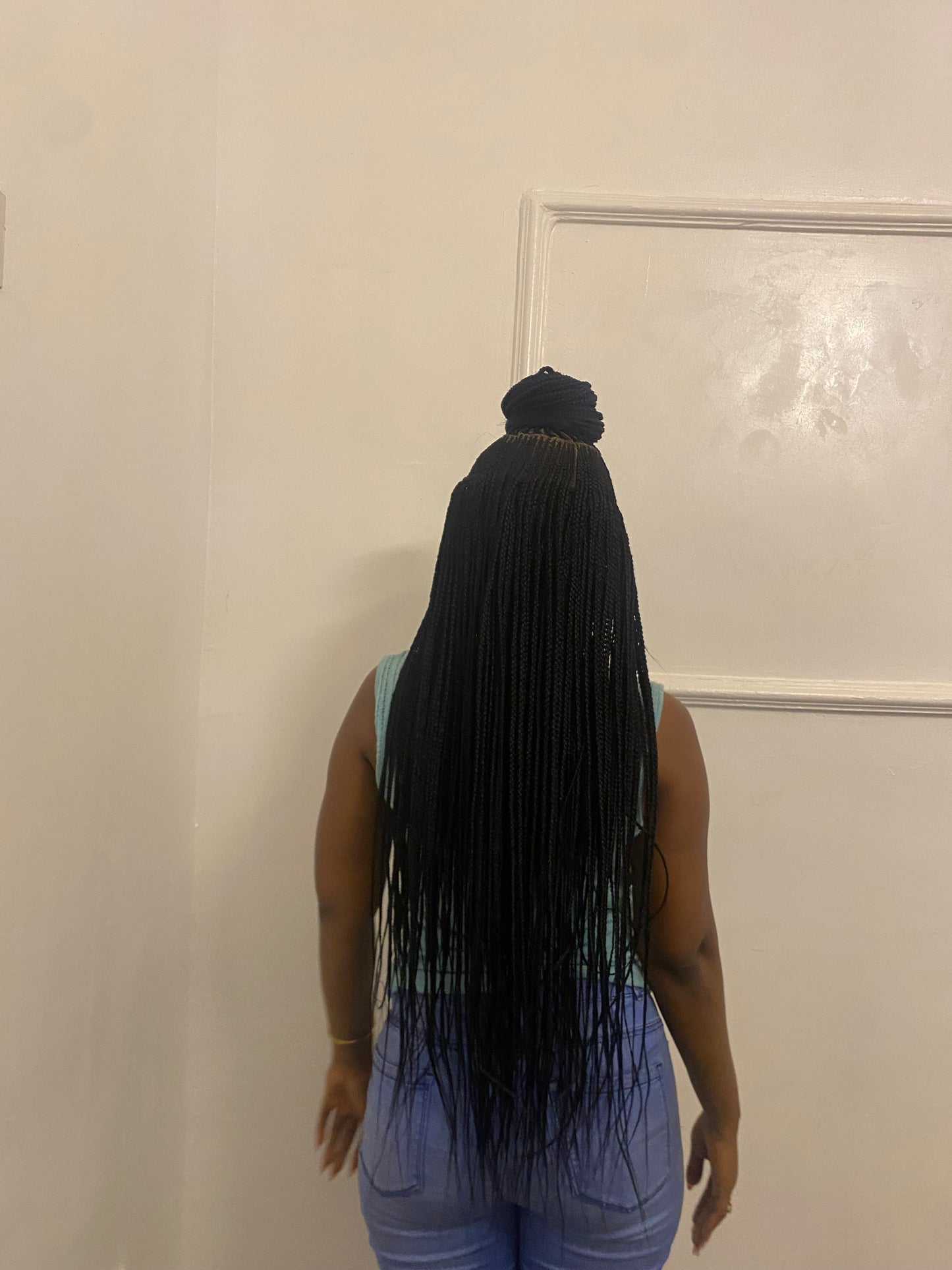 Updo Braided Wig For Black Women, Braided, Box Braids, Human Hair, Synthetic