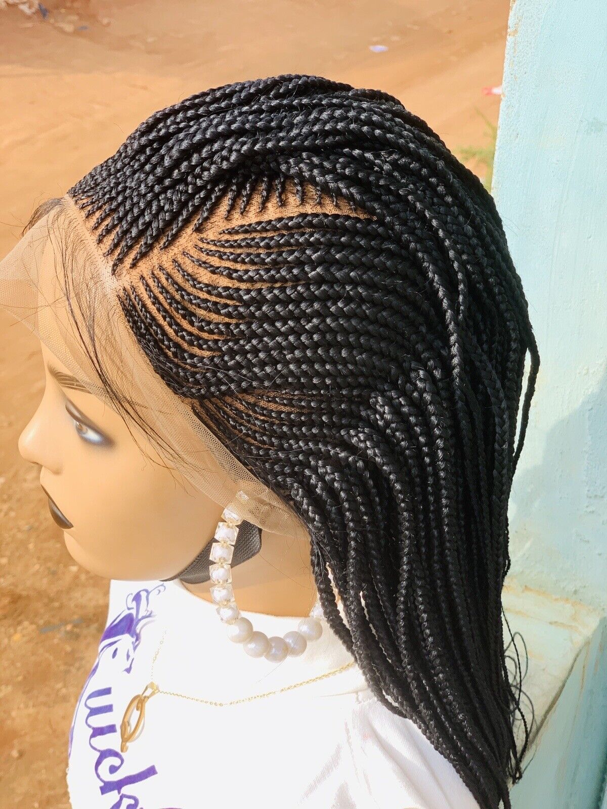 Braided Wig, Black Women Wig, Full Lace, Cornrow, Synthetic, Human Hair, Knotles