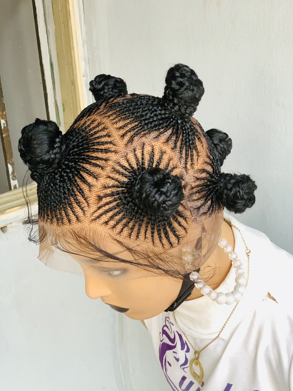 Braided Bantu Knot Box Braids,Frontal braid wig,Braid wig,Stitch Braids