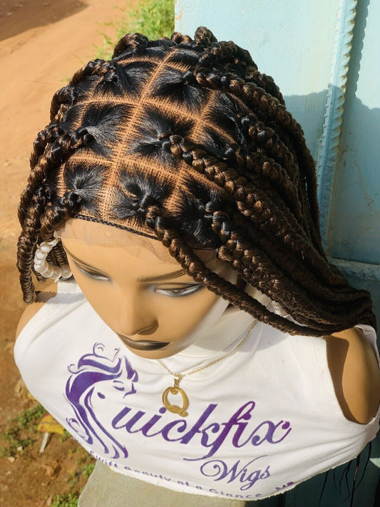 Knotless Braids, Wig For Black Women, Braided, Box Braids, Human Hair, Synthetic