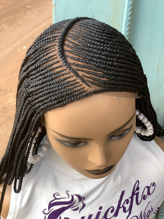 Braided wig, goddess Braid wig, 6*6 black wig box braids, Cornrow Braids