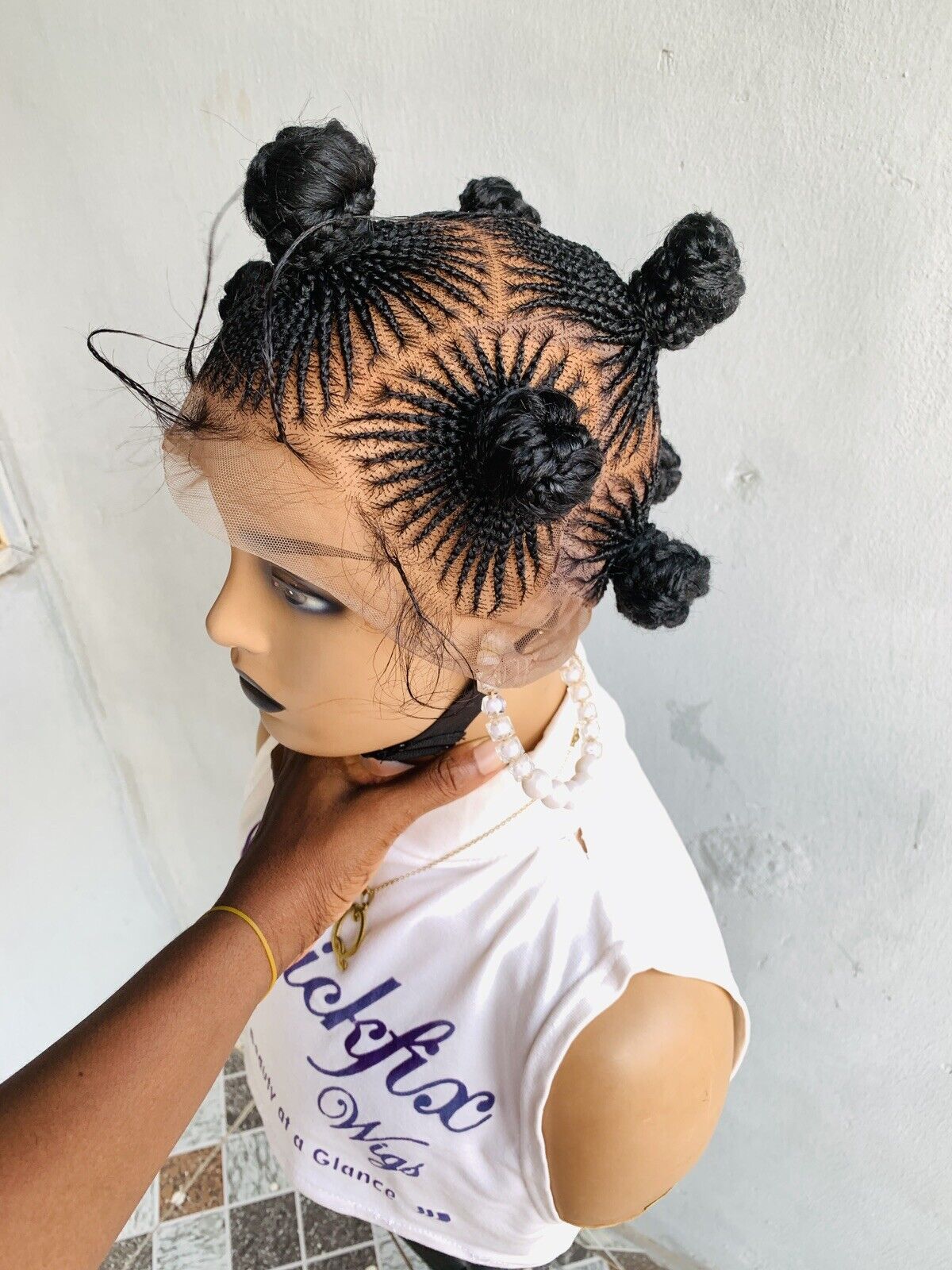 Braided Bantu Knot Box Braids,Frontal braid wig,Braid wig,Stitch Braids