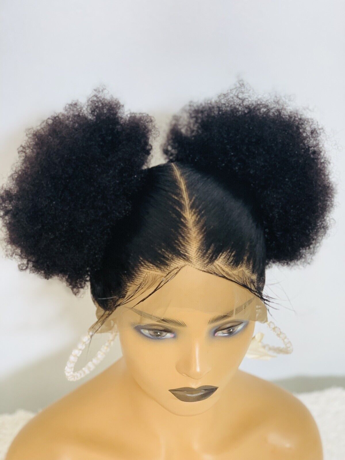 Ponytail Afro Bun Braided Wig Box braids Full lace braids wig Senegalese Black Women