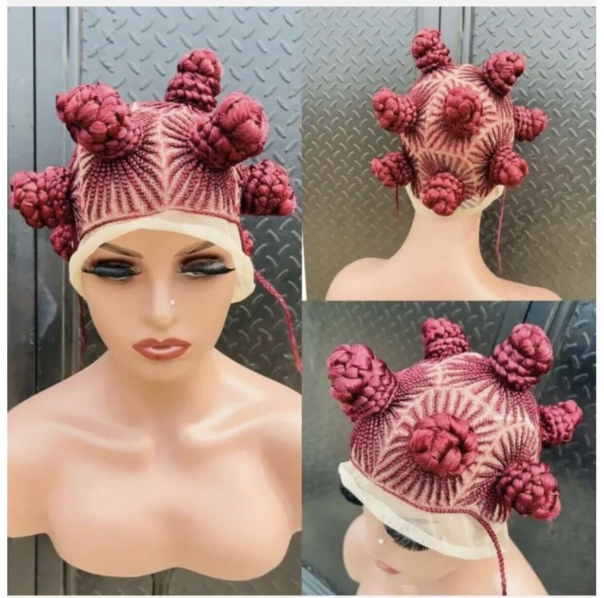 Braided Bantu Knot Box Braids,Frontal braid wig,Braid wig,Stitch Braids